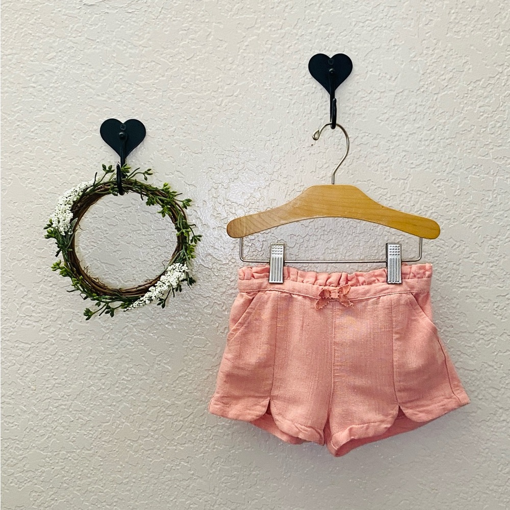 18M Toddler Girl Light Pink Linen Shorts with Bow